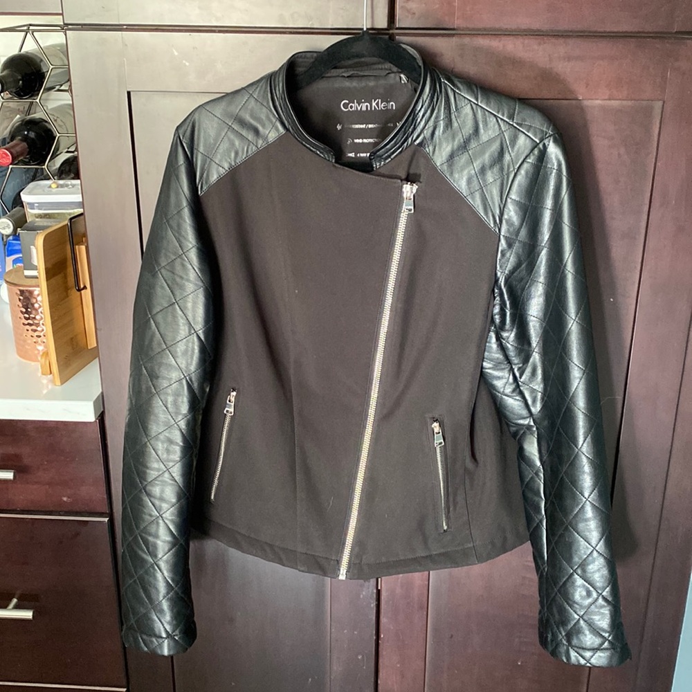Calvin Klein Faux Leather & Soft Shell Jacket